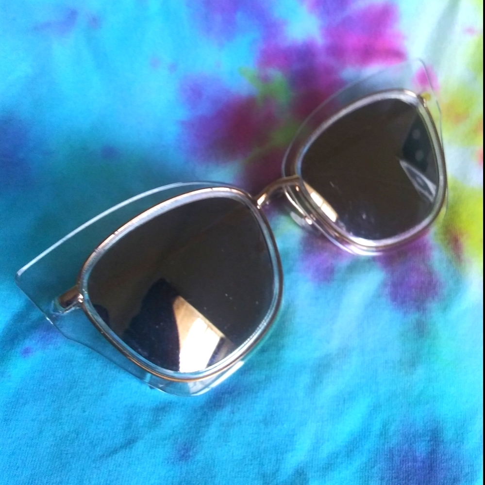 Clear Cateye Metal Sunglasses
